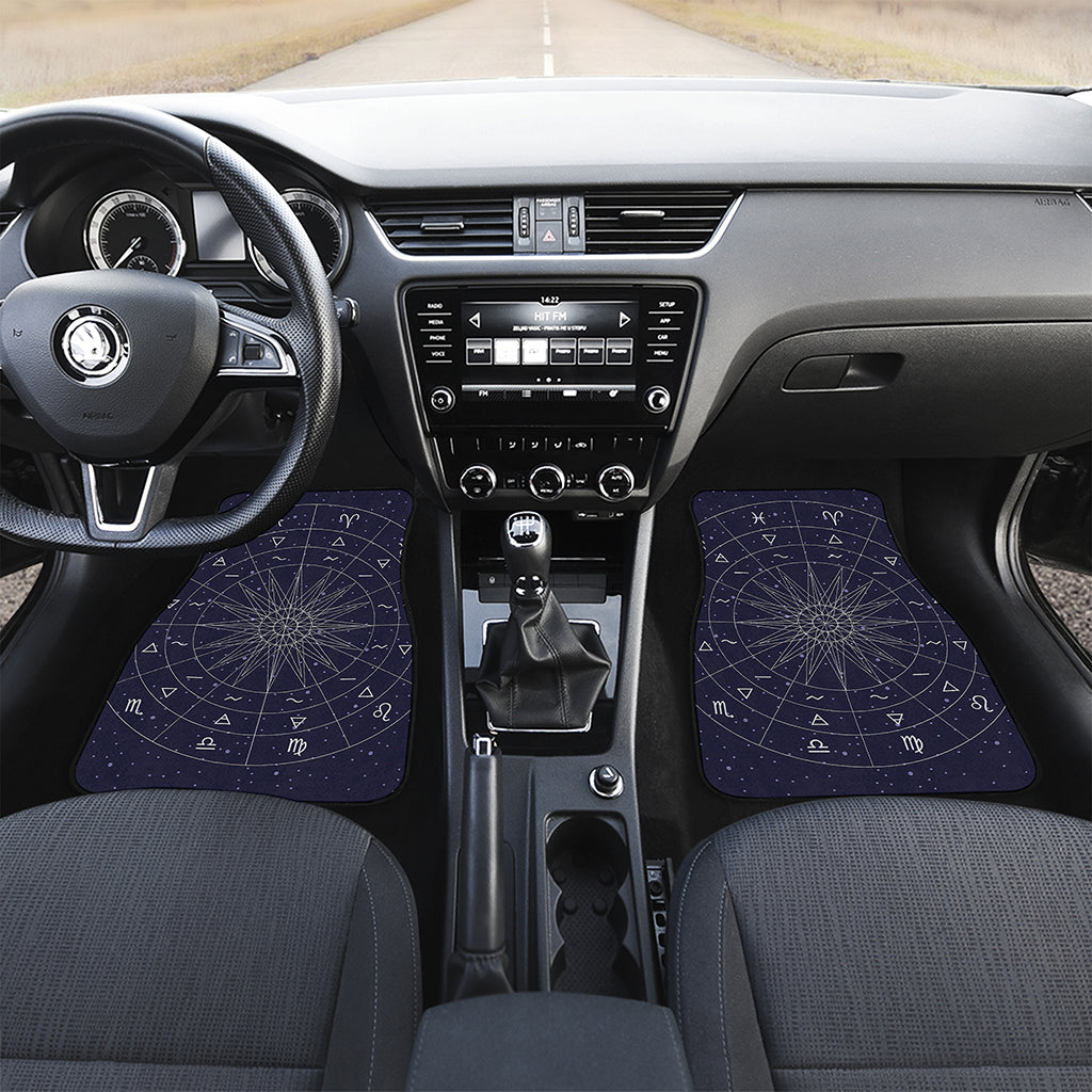 Zodiac Symbols Circle Print Front and Back Car Floor Mats