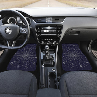Zodiac Symbols Circle Print Front and Back Car Floor Mats
