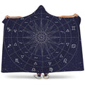 Zodiac Symbols Circle Print Hooded Blanket