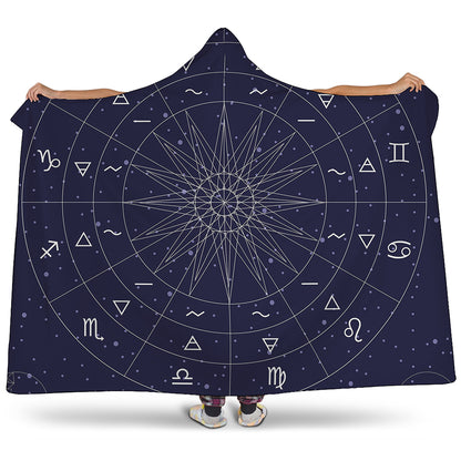 Zodiac Symbols Circle Print Hooded Blanket
