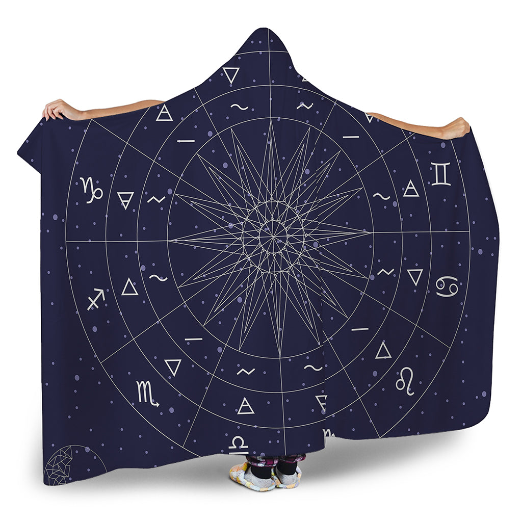 Zodiac Symbols Circle Print Hooded Blanket