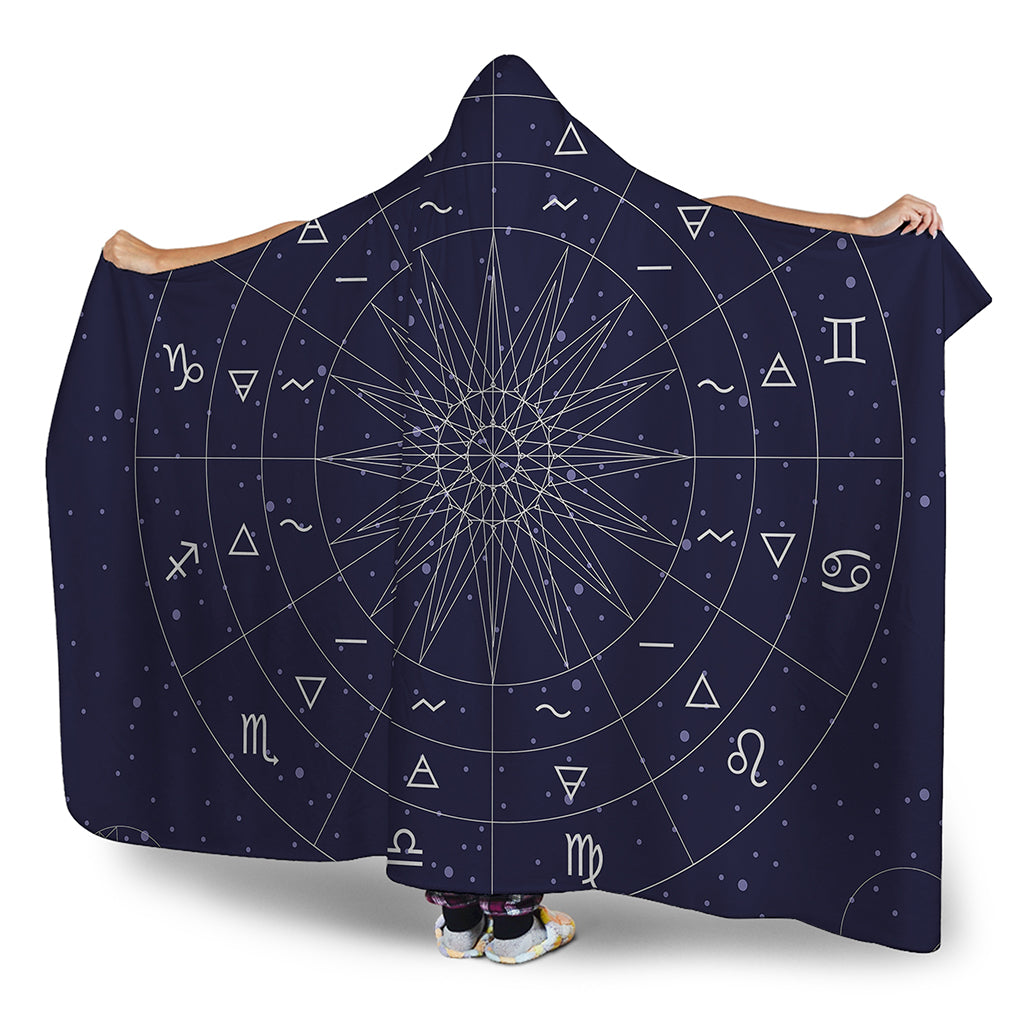 Zodiac Symbols Circle Print Hooded Blanket