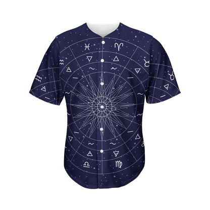 Zodiac Symbols Circle Print Men's Baseball Jersey