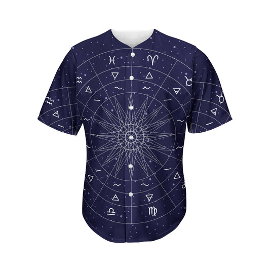 Zodiac Symbols Circle Print Men's Baseball Jersey