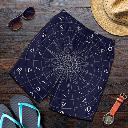 Zodiac Symbols Circle Print Men's Shorts