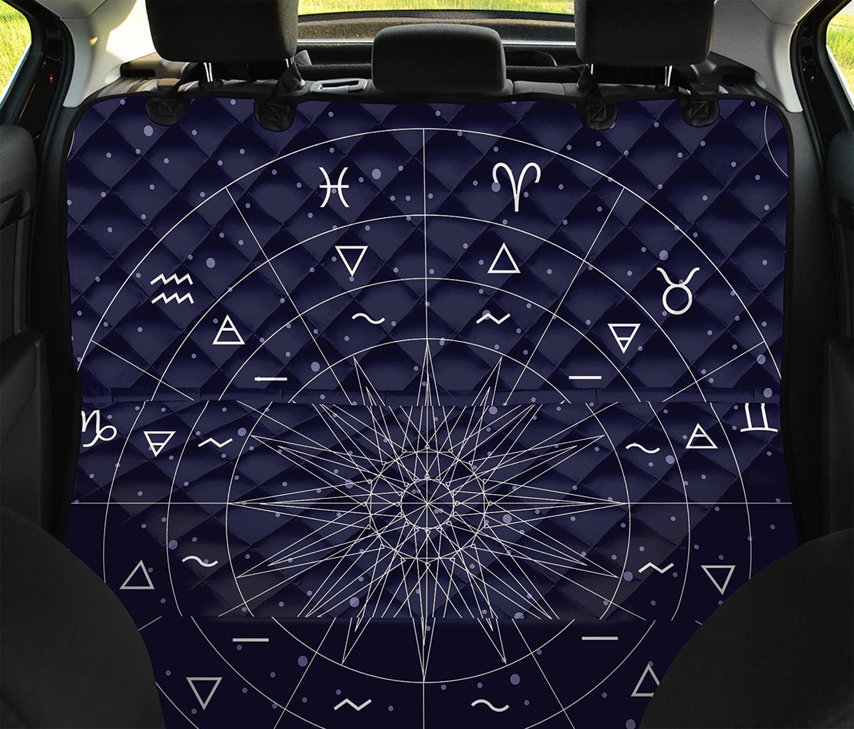 Zodiac Symbols Circle Print Pet Car Back Seat Cover