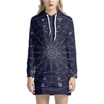 Zodiac Symbols Circle Print Pullover Hoodie Dress