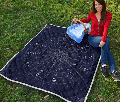 Zodiac Symbols Circle Print Quilt