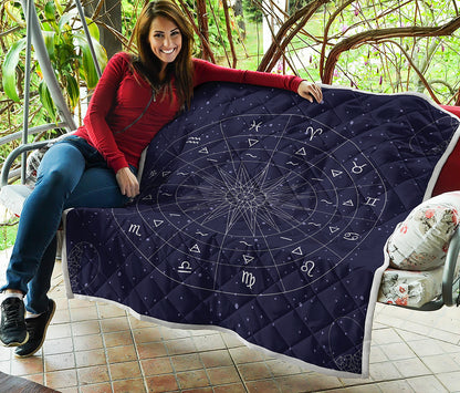 Zodiac Symbols Circle Print Quilt