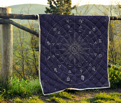 Zodiac Symbols Circle Print Quilt
