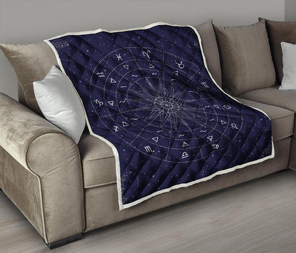 Zodiac Symbols Circle Print Quilt