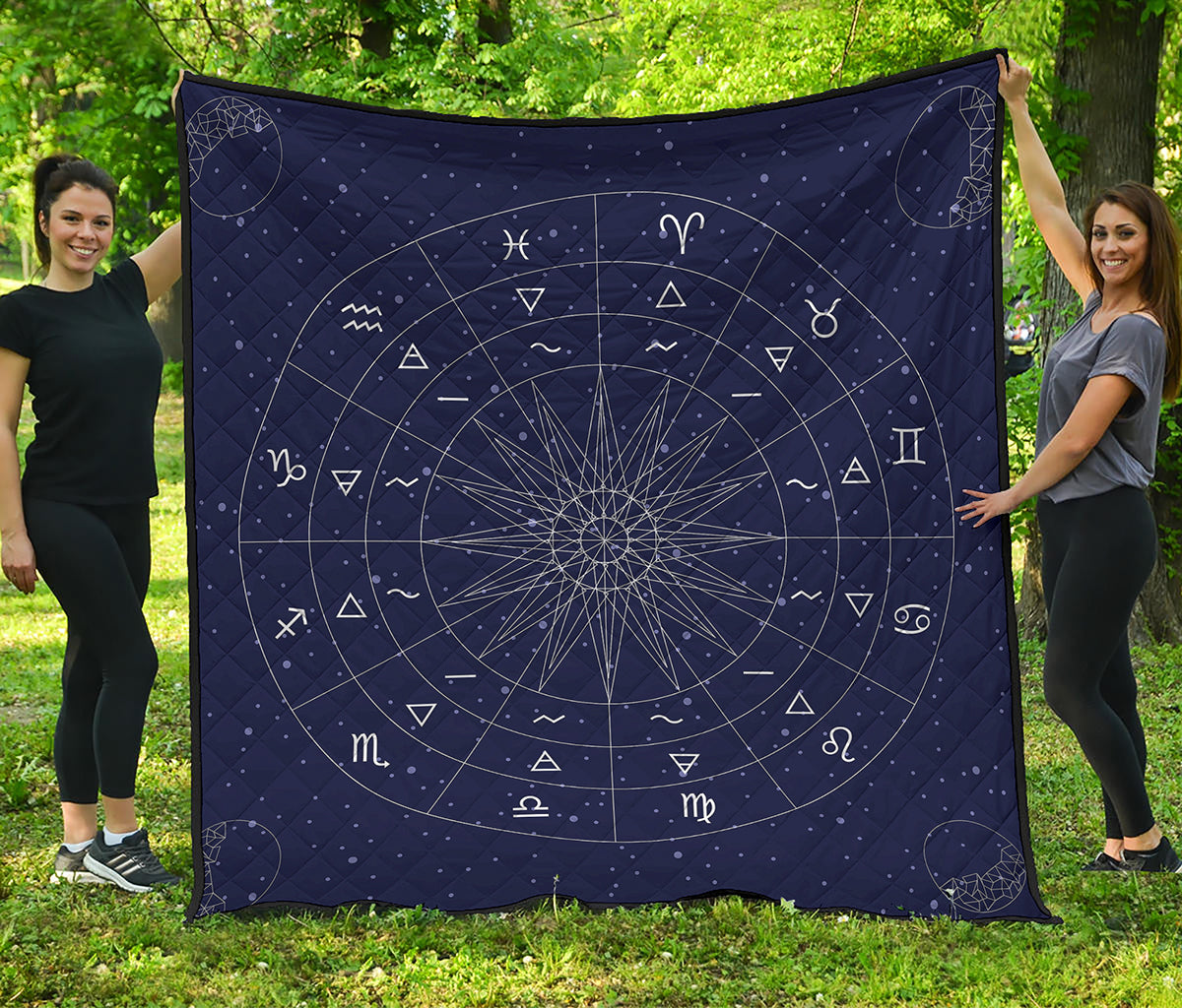 Zodiac Symbols Circle Print Quilt
