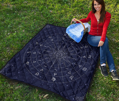 Zodiac Symbols Circle Print Quilt