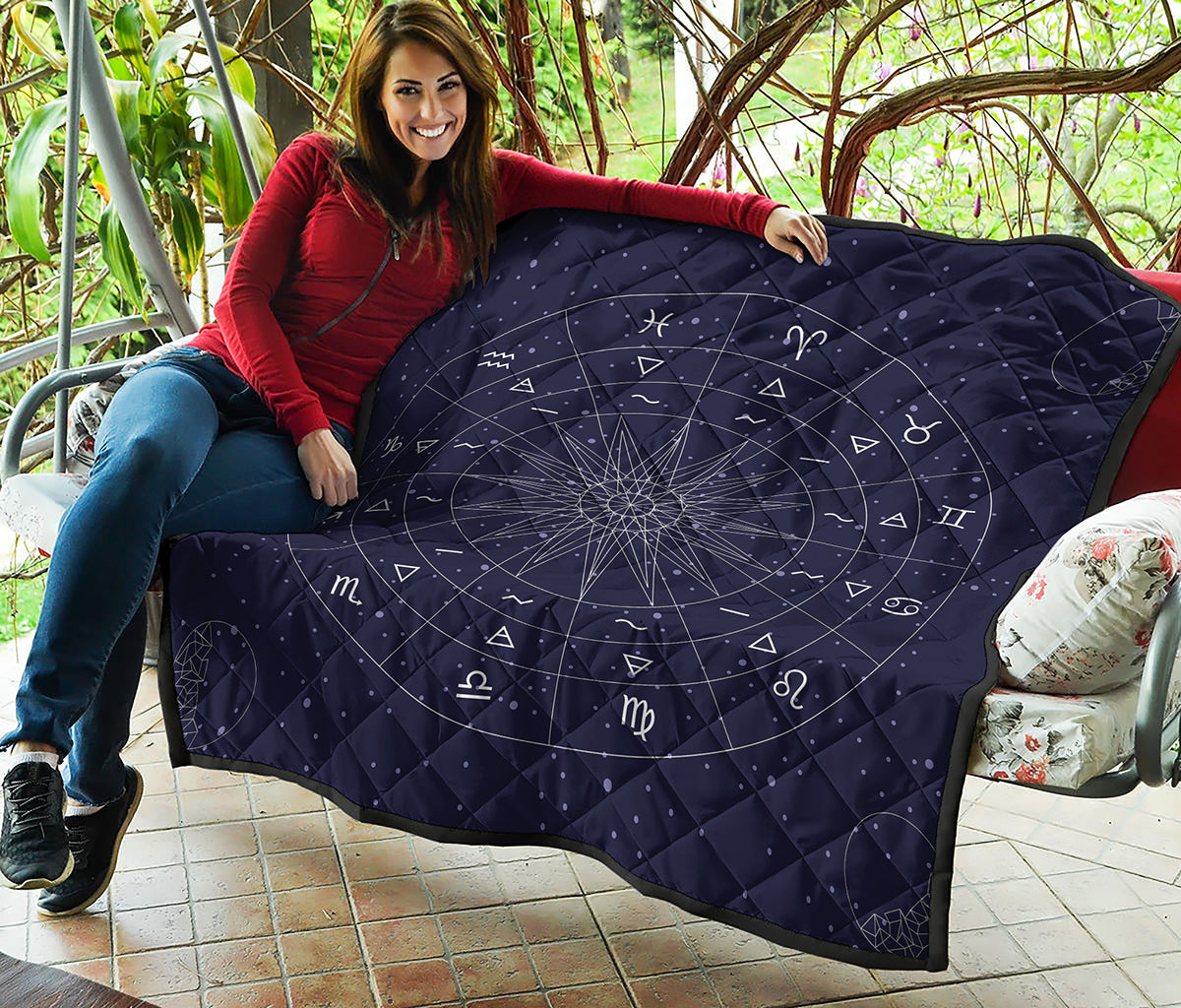 Zodiac Symbols Circle Print Quilt