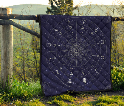Zodiac Symbols Circle Print Quilt