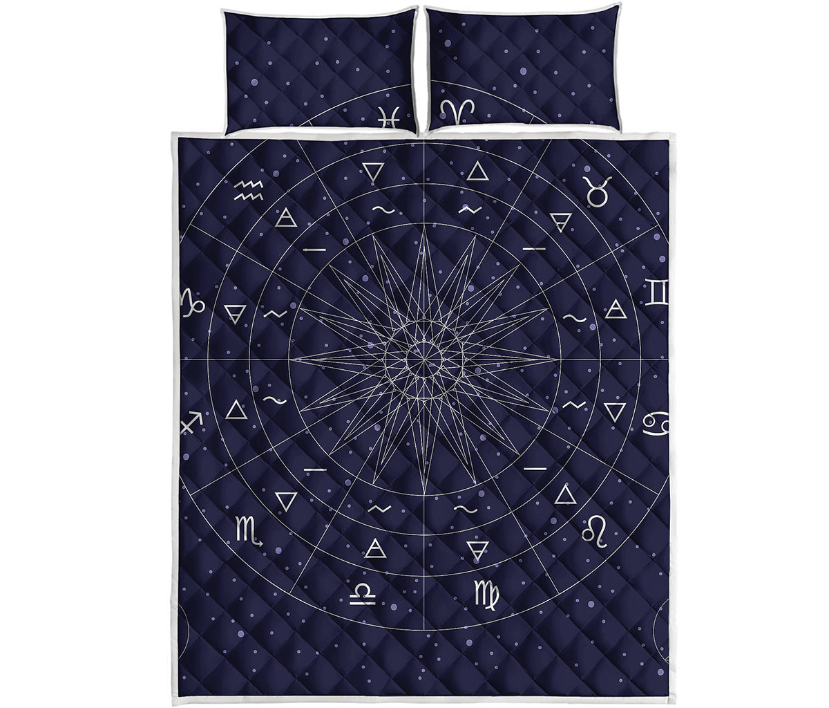Zodiac Symbols Circle Print Quilt Bed Set