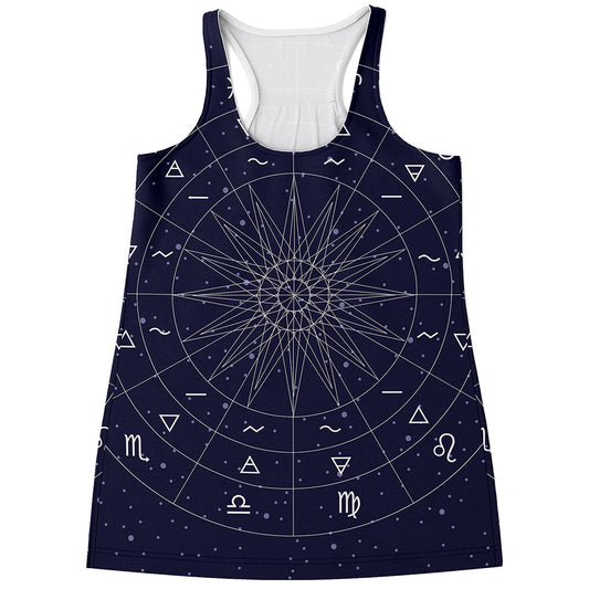 Zodiac Symbols Circle Print Women's Racerback Tank Top