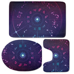 Zodiac Symbols Wheel Print 3 Piece Bath Mat Set