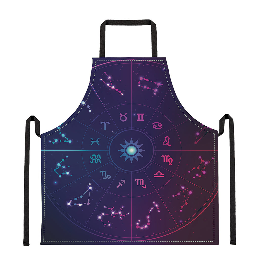 Zodiac Symbols Wheel Print Apron