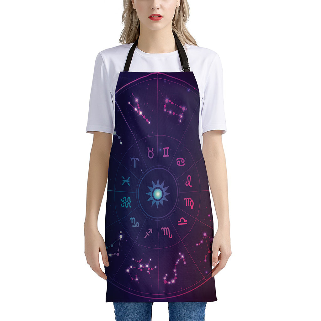 Zodiac Symbols Wheel Print Apron