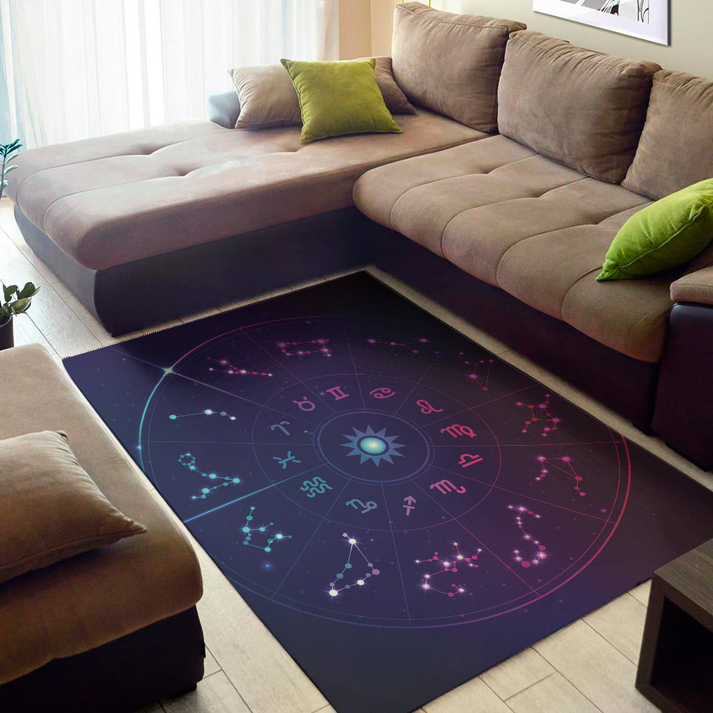 Zodiac Symbols Wheel Print Area Rug