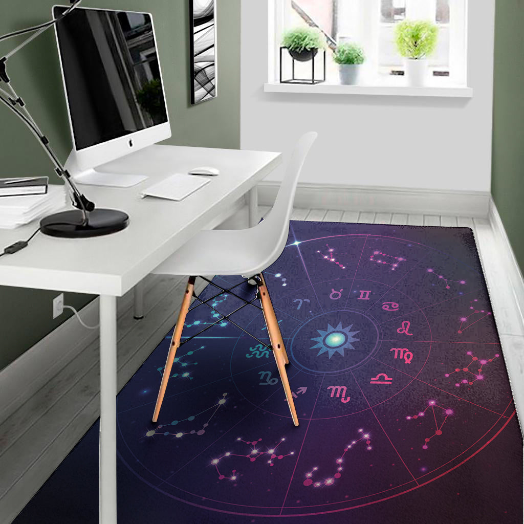 Zodiac Symbols Wheel Print Area Rug