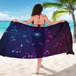 Zodiac Symbols Wheel Print Beach Sarong Wrap