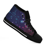 Zodiac Symbols Wheel Print Black High Top Shoes