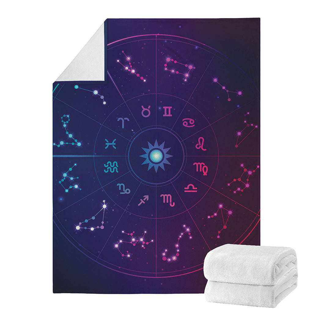 Zodiac Symbols Wheel Print Blanket