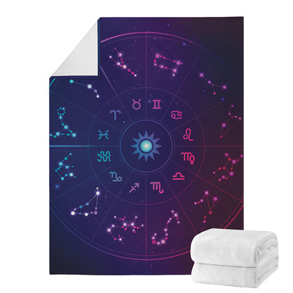 Zodiac Symbols Wheel Print Blanket