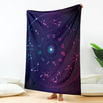 Zodiac Symbols Wheel Print Blanket