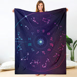 Zodiac Symbols Wheel Print Blanket