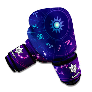 Zodiac Symbols Wheel Print Boxing Gloves