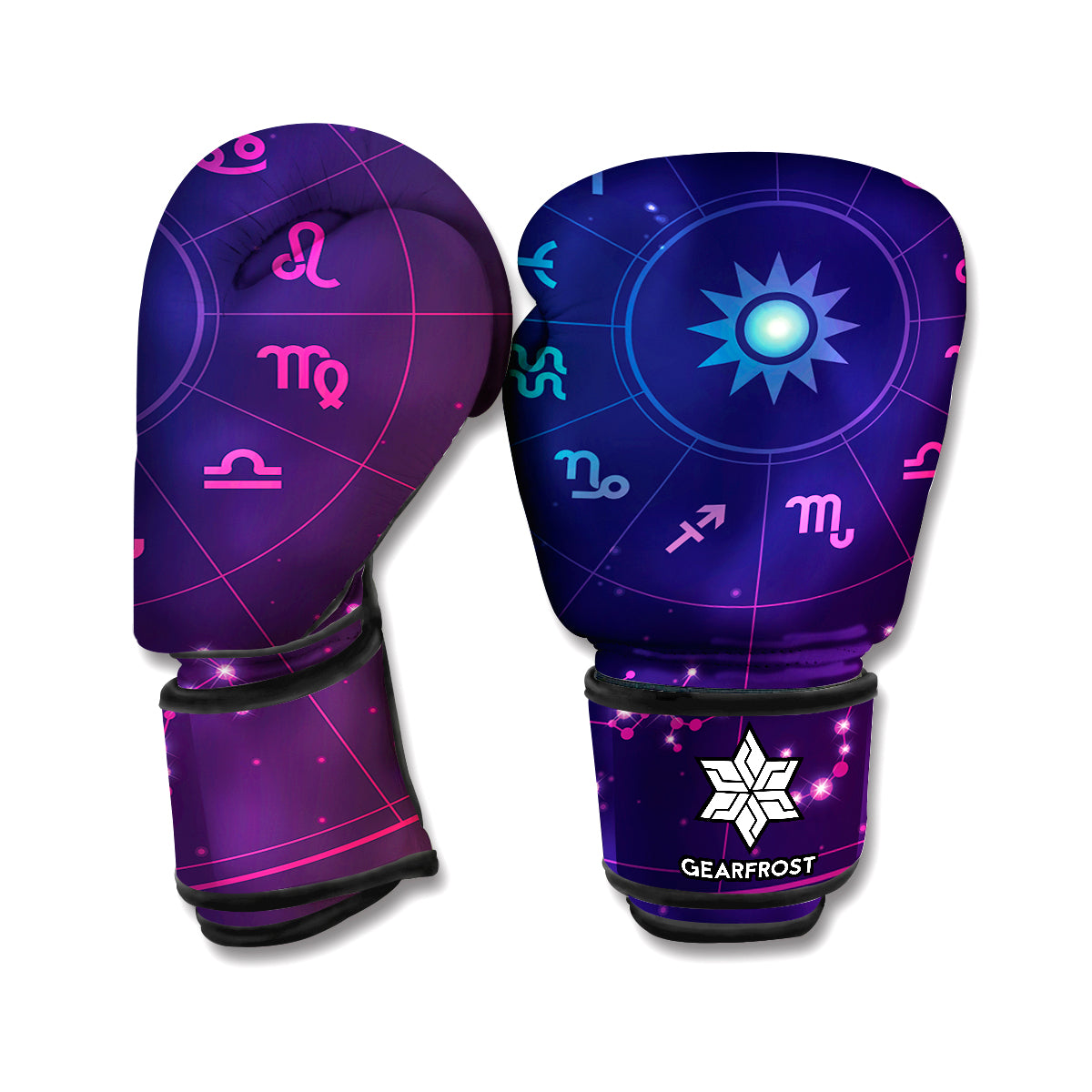 Zodiac Symbols Wheel Print Boxing Gloves