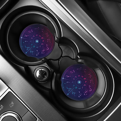 Zodiac Symbols Wheel Print Car Coasters