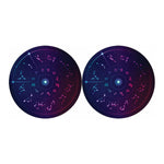 Zodiac Symbols Wheel Print Car Coasters