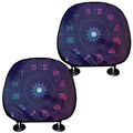 Zodiac Symbols Wheel Print Car Headrest Covers