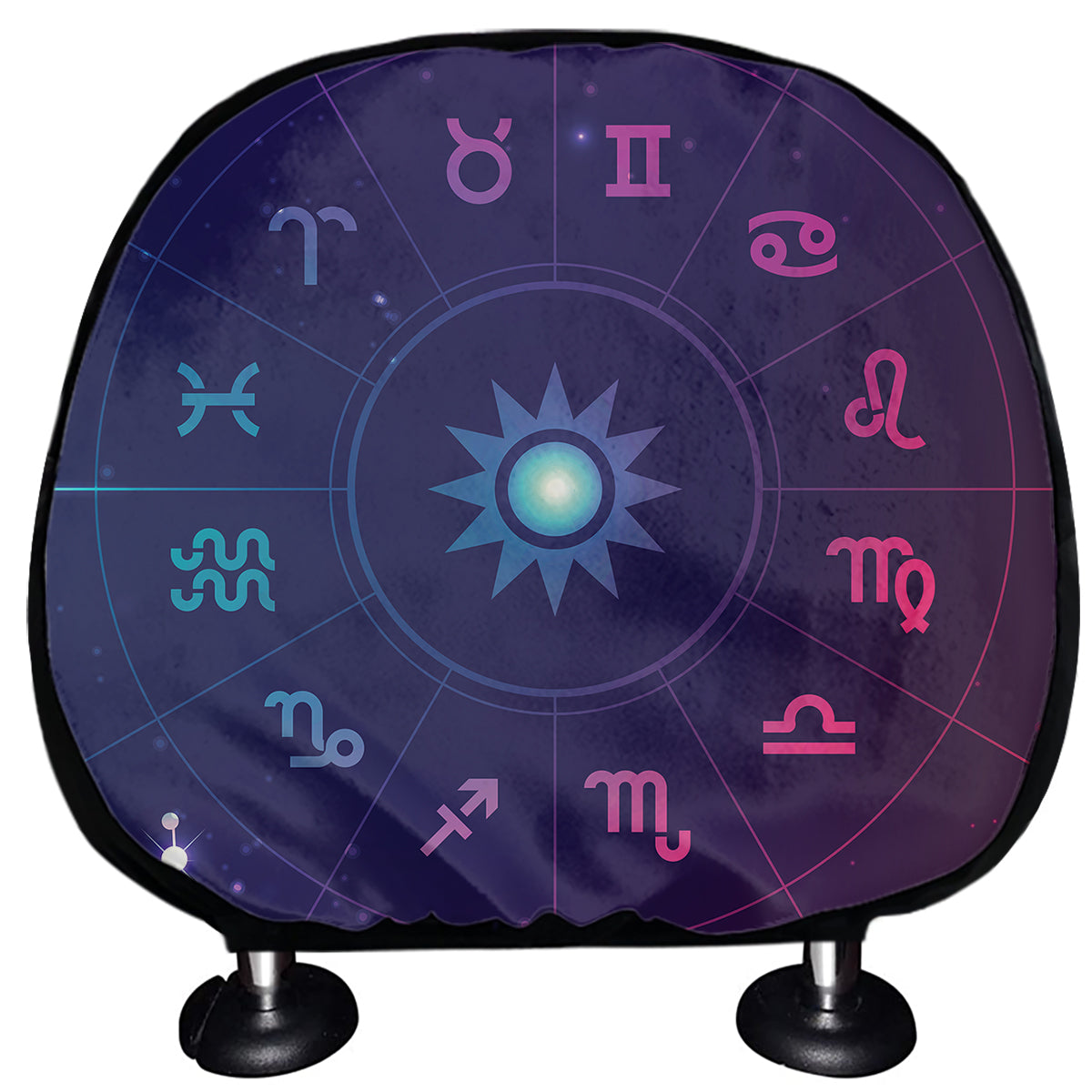 Zodiac Symbols Wheel Print Car Headrest Covers
