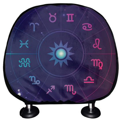 Zodiac Symbols Wheel Print Car Headrest Covers