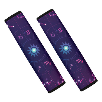 Zodiac Symbols Wheel Print Car Seat Belt Covers