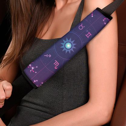 Zodiac Symbols Wheel Print Car Seat Belt Covers