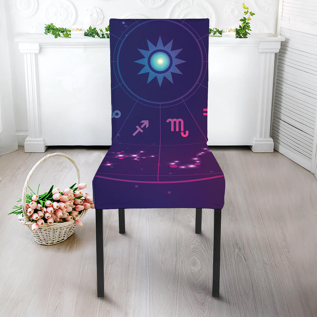 Zodiac Symbols Wheel Print Dining Chair Slipcover