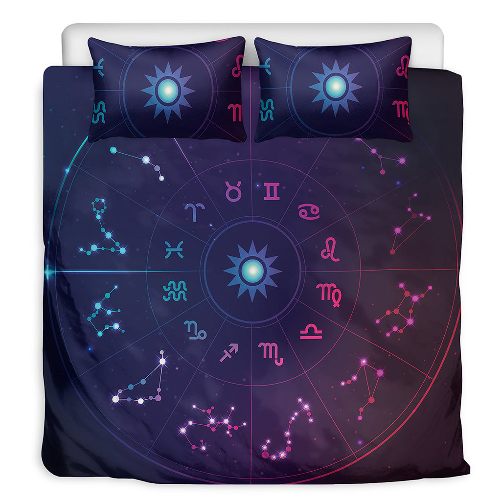 Zodiac Symbols Wheel Print Duvet Cover Bedding Set