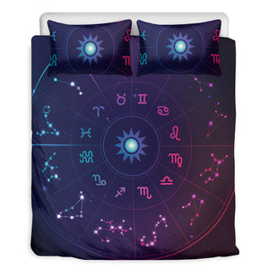 Zodiac Symbols Wheel Print Duvet Cover Bedding Set
