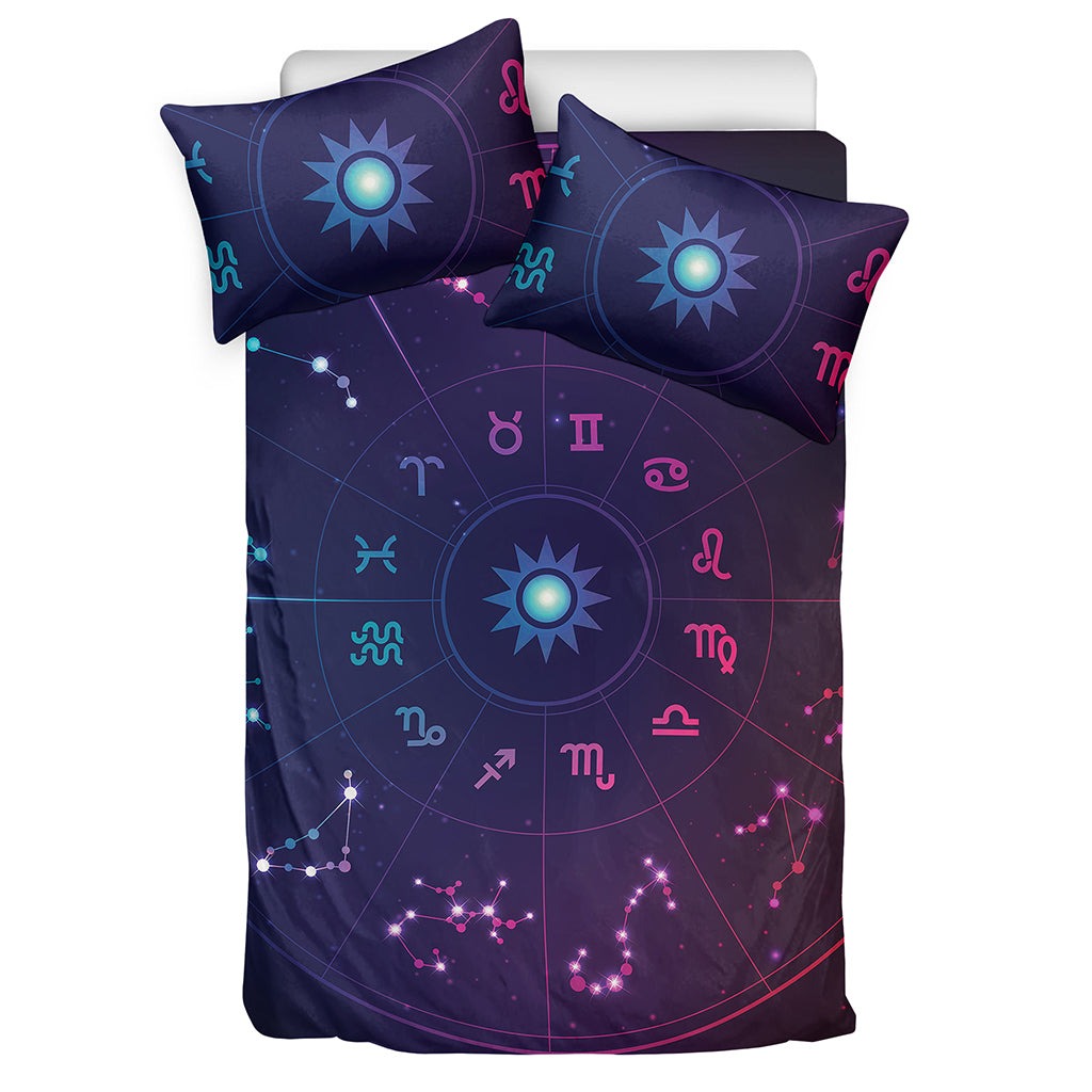 Zodiac Symbols Wheel Print Duvet Cover Bedding Set