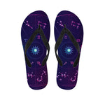 Zodiac Symbols Wheel Print Flip Flops