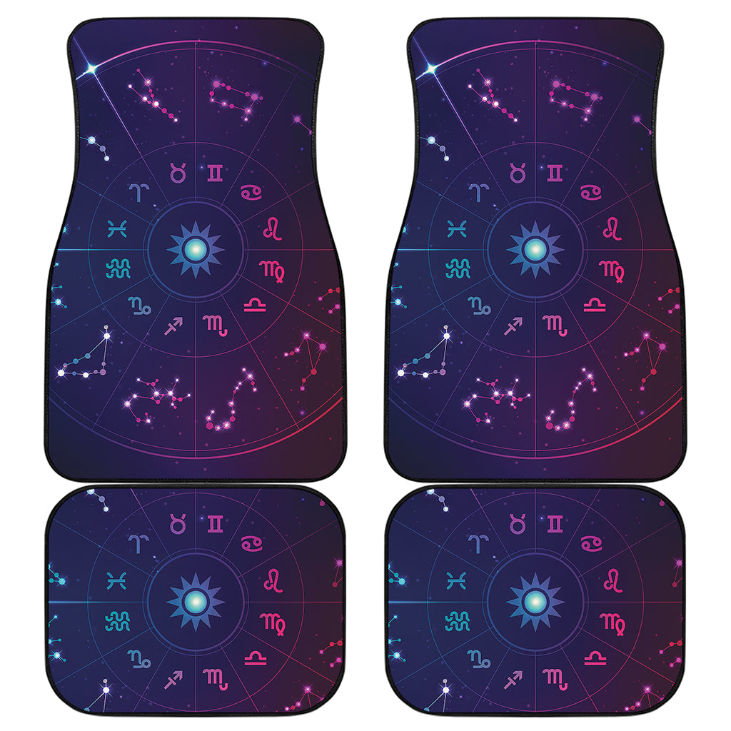 Zodiac Symbols Wheel Print Front and Back Car Floor Mats