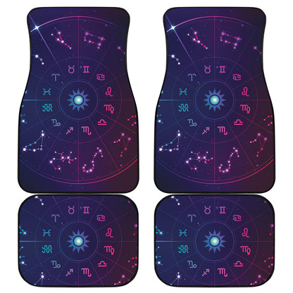 Zodiac Symbols Wheel Print Front and Back Car Floor Mats