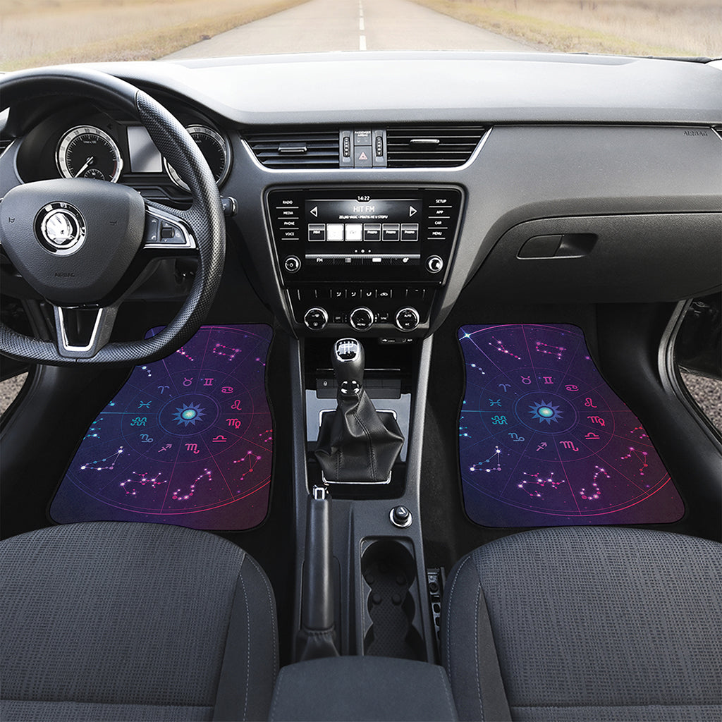 Zodiac Symbols Wheel Print Front and Back Car Floor Mats