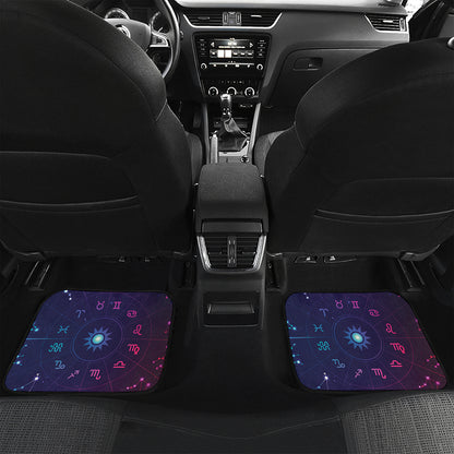 Zodiac Symbols Wheel Print Front and Back Car Floor Mats